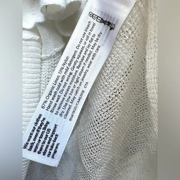 Eileen Fisher- Cream Knit Cardigan, Organic Linen,‎ Crepe - Large